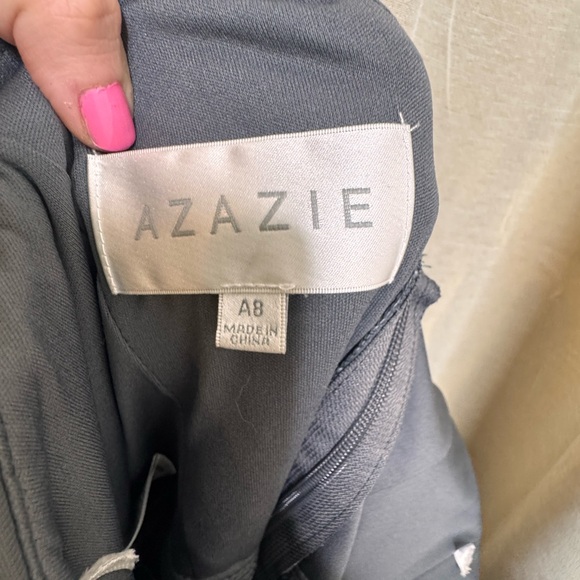 Azazie Leandra Steel Gray chiffon Gown - Picture 5 of 10